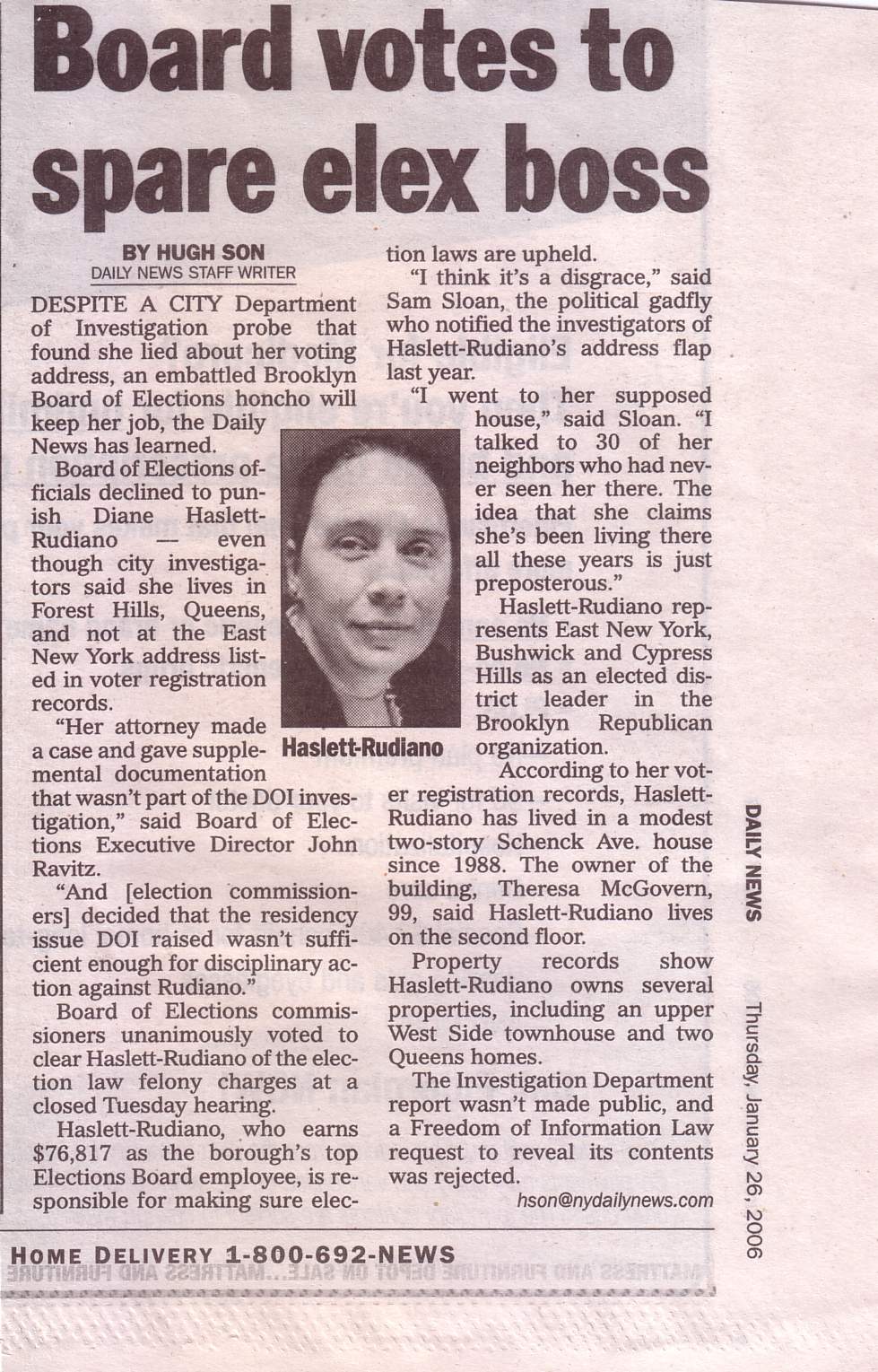 Diane Rudiano in the New York Daily News